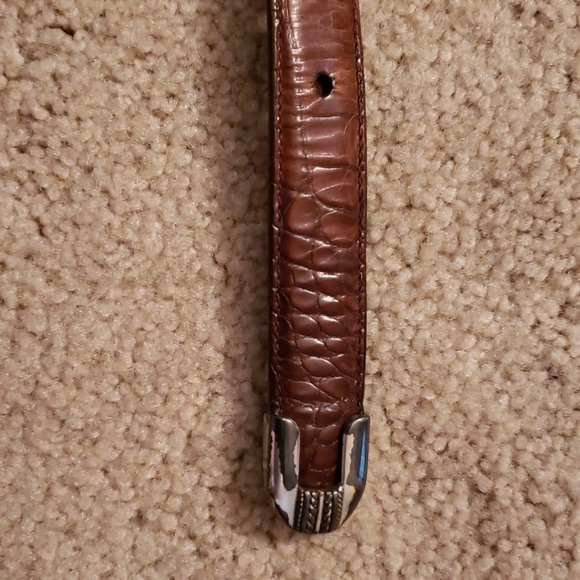 Mens Faux Crocodile Belt With Metal Accents - Picture 3 of 4